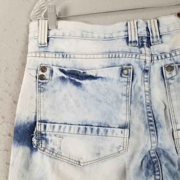 Blue Cult Jeans Mens 34 White Indigo Moto Distressed Biker Denim Zipper Pockets - Picture 9 of 16